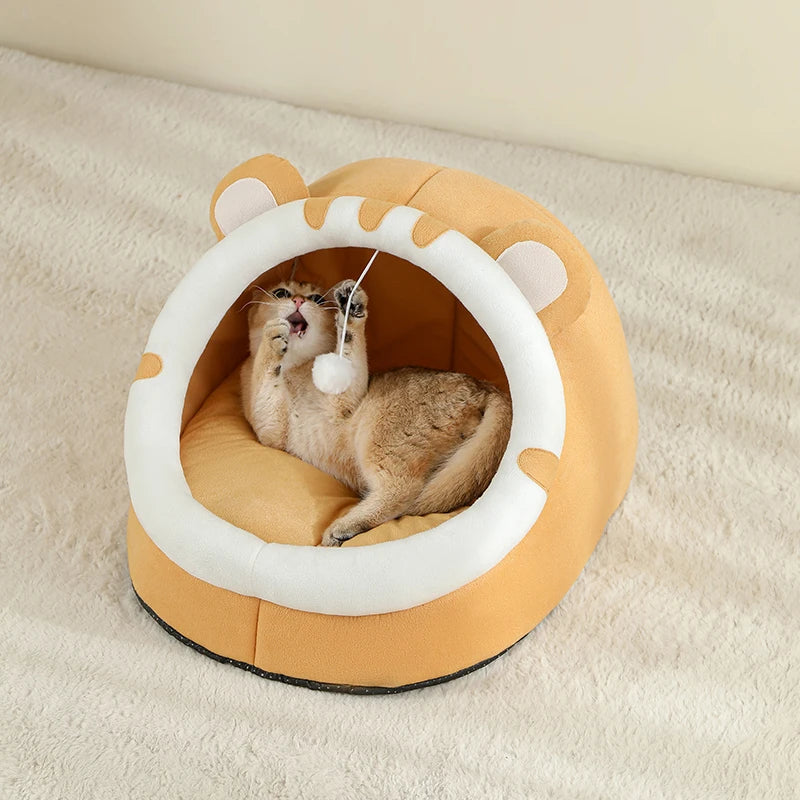 Cozy Cartoon Cat Cave Bed