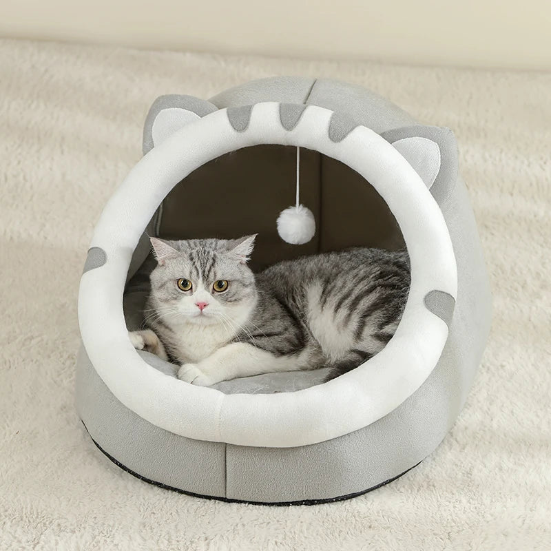 Cozy Cartoon Cat Cave Bed