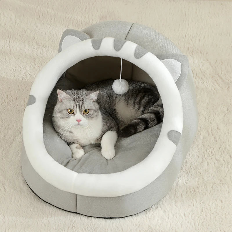 Cozy Cartoon Cat Cave Bed