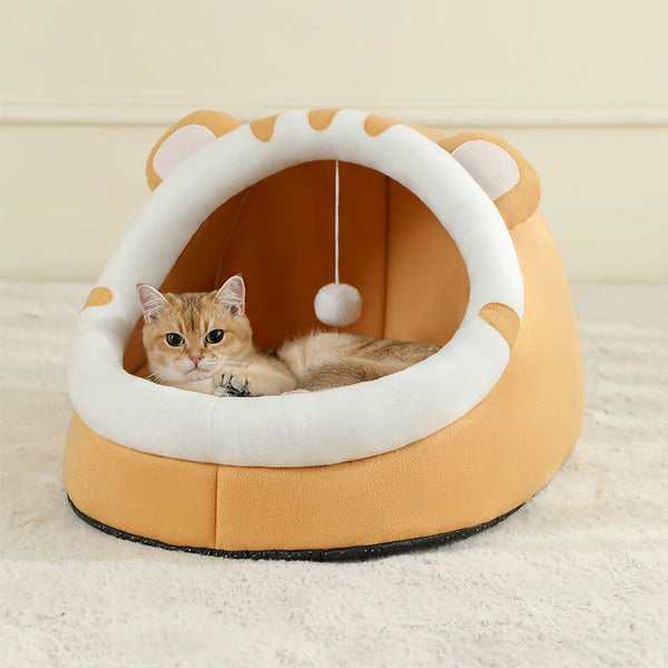 Cozy Cartoon Cat Cave Bed