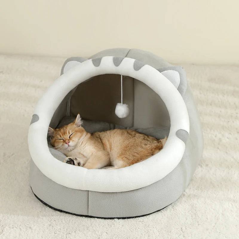 Cozy Cartoon Cat Cave Bed