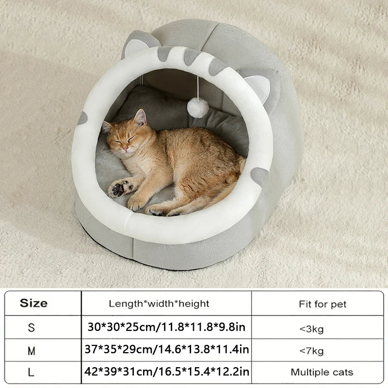 Cozy Cartoon Cat Cave Bed